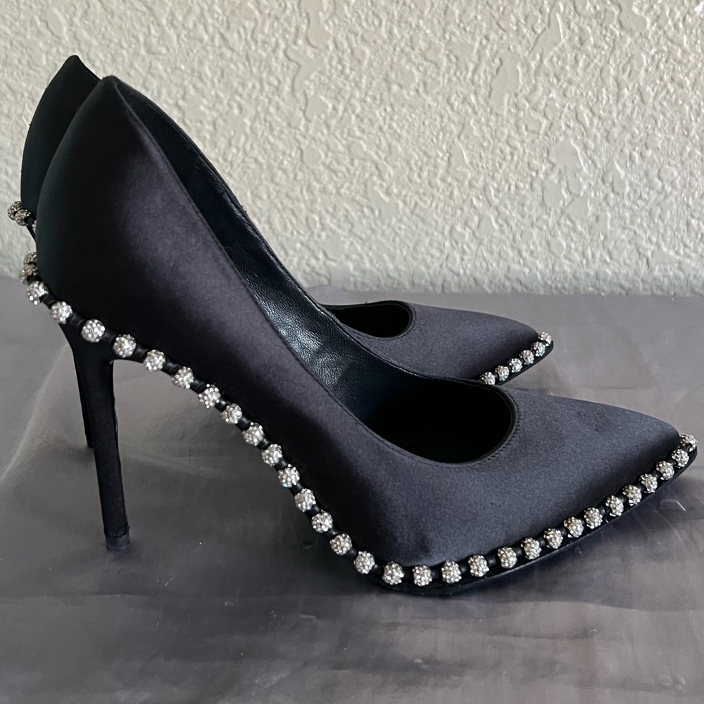 Alexander Wang Rie Crystal Satin Pointed Toe Heel Pump New - Picture 13 of 14